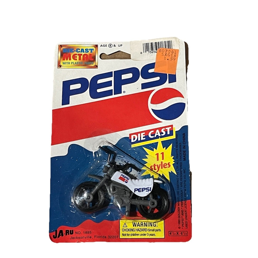 Pepsi 1993 Ja-Ru Die Cast Metal  Motorcycle New in Package No. 1895